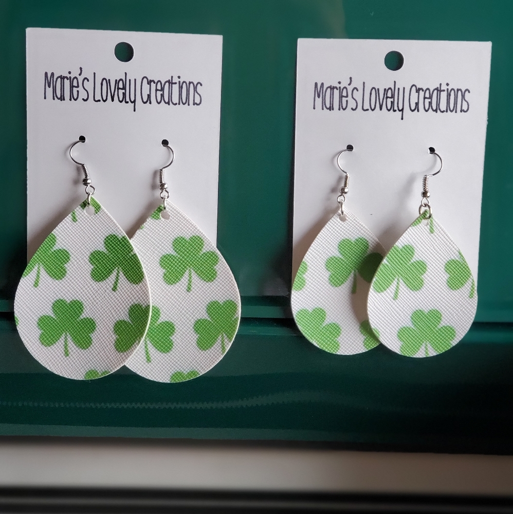 Shamrock Faux Leather Earrings